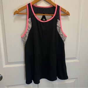 Tail Women's Tennis Pickleball Black Tank Top with Pink Trim Size L